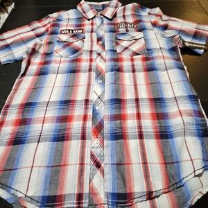 Burnside Button Up Shirt Window Pane Plaid Christopher‎ Shayne Mens Large NWT